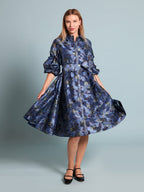 Gracia Fashion Women's Floral print pinched detail sleeve midi dress