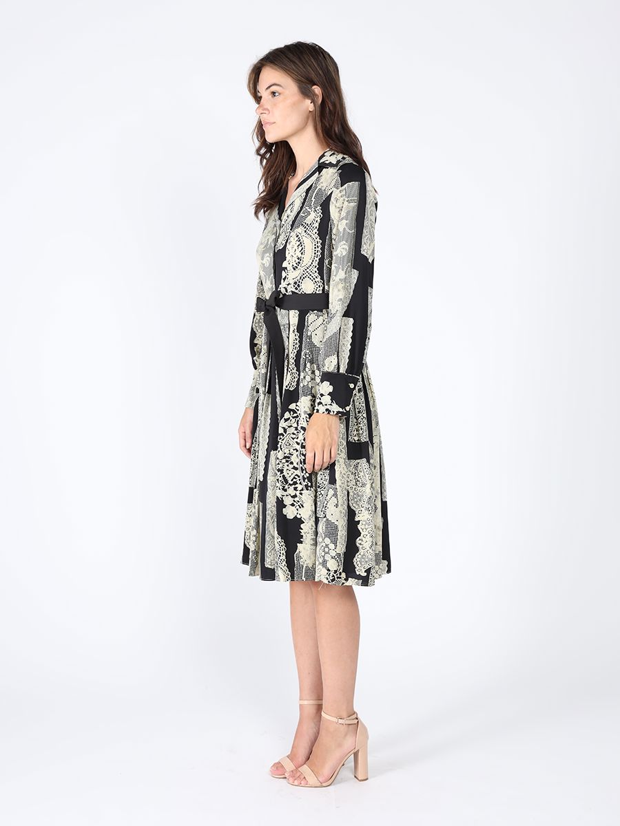 Gracia Fashion Women's Floral print polyster belt dress