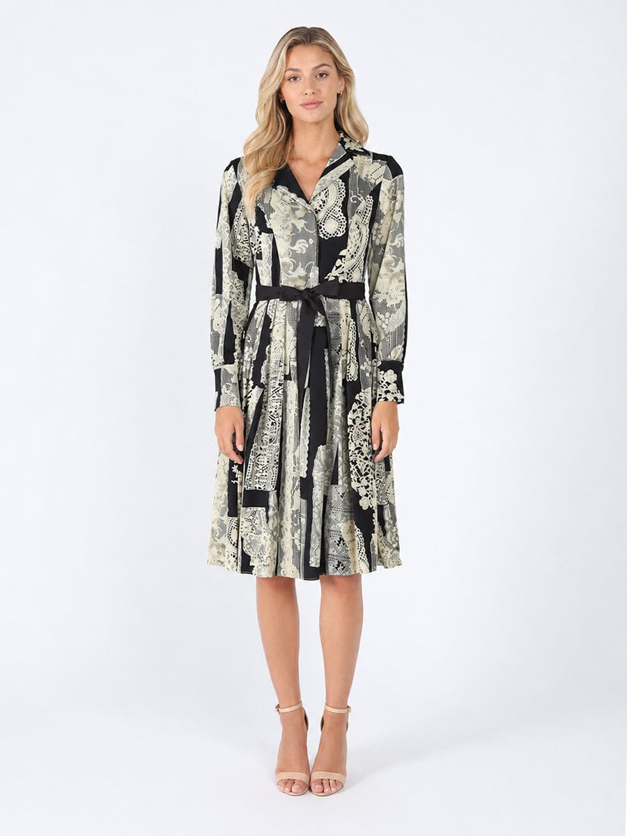 Gracia Fashion Women's Floral print polyster belt dress