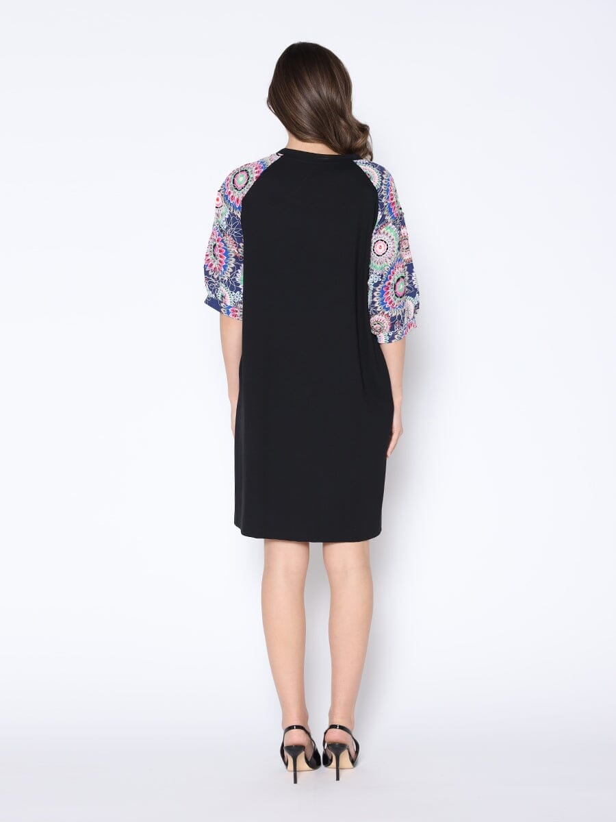 Gracia Fashion Women's Floral Print Sewing Sleeves Sectioned Mini Dress