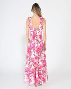 Gracia Fashion Women's Floral Print Sleeveless Tiered Long Dress