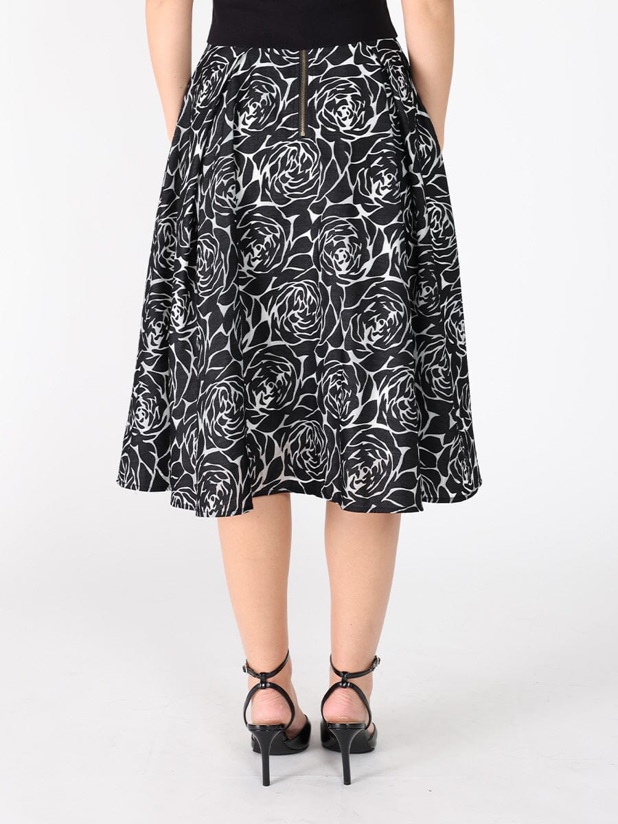 Gracia Fashion Women's Floral print velvet wide skirt