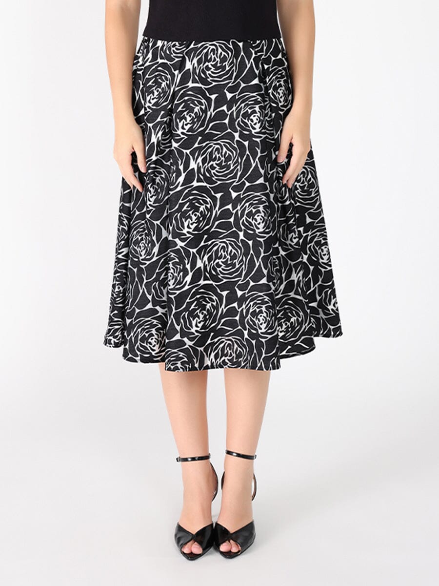 Gracia Fashion Women's Floral print velvet wide skirt