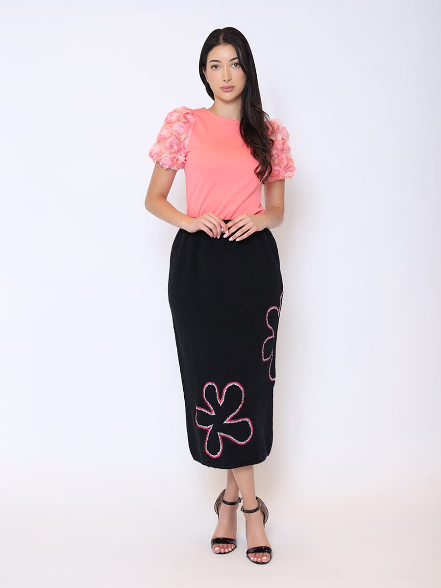 Gracia Fashion Women's Floral Printed Knit Pencil Skirt