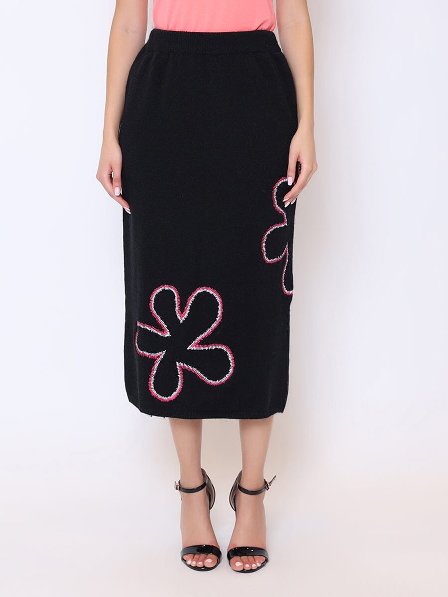 Gracia Fashion Women's Floral Printed Knit Pencil Skirt