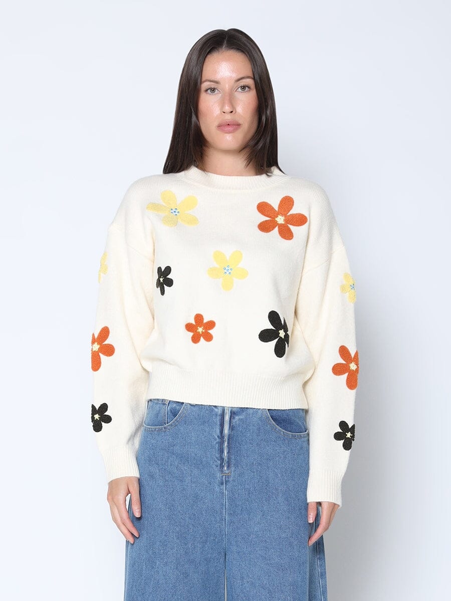 Gracia Fashion Women's Flower Embroidered Cardigan Sweater