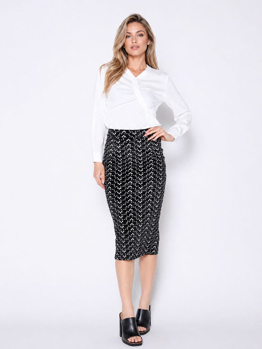 Gracia Fashion Women's Flower Embroidered Midi Bodycon Pencil Skirt