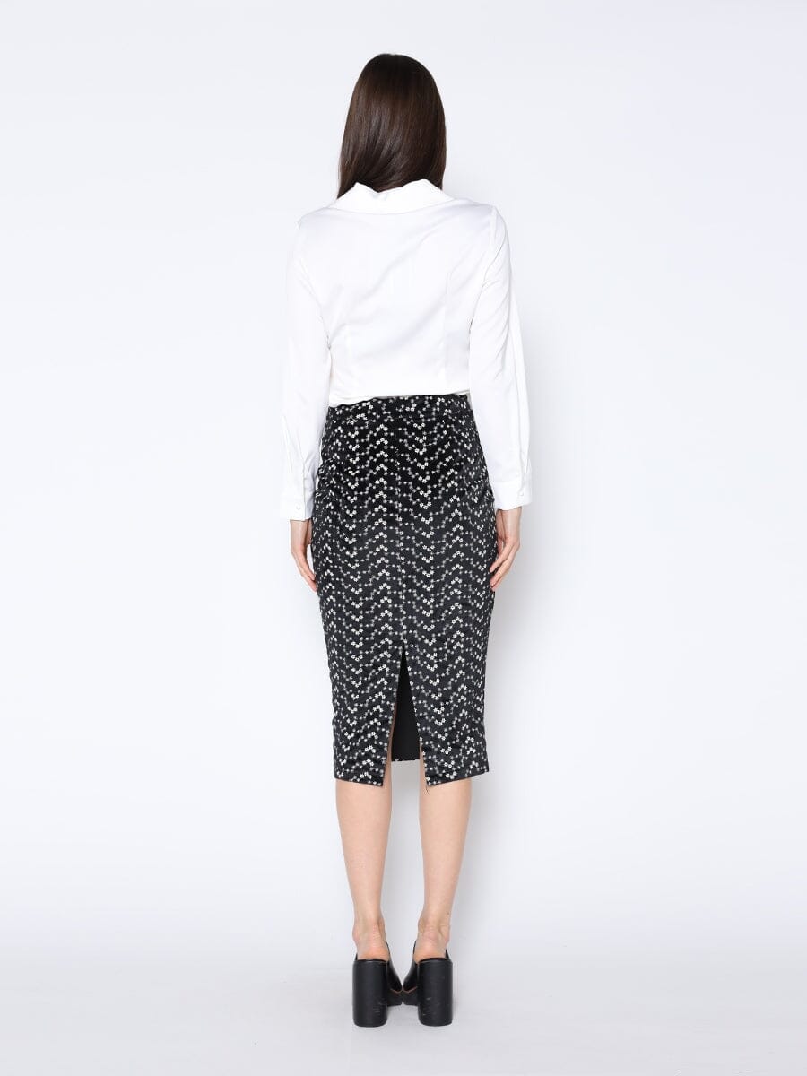 Gracia Fashion Women's Flower Embroidered Midi Bodycon Pencil Skirt