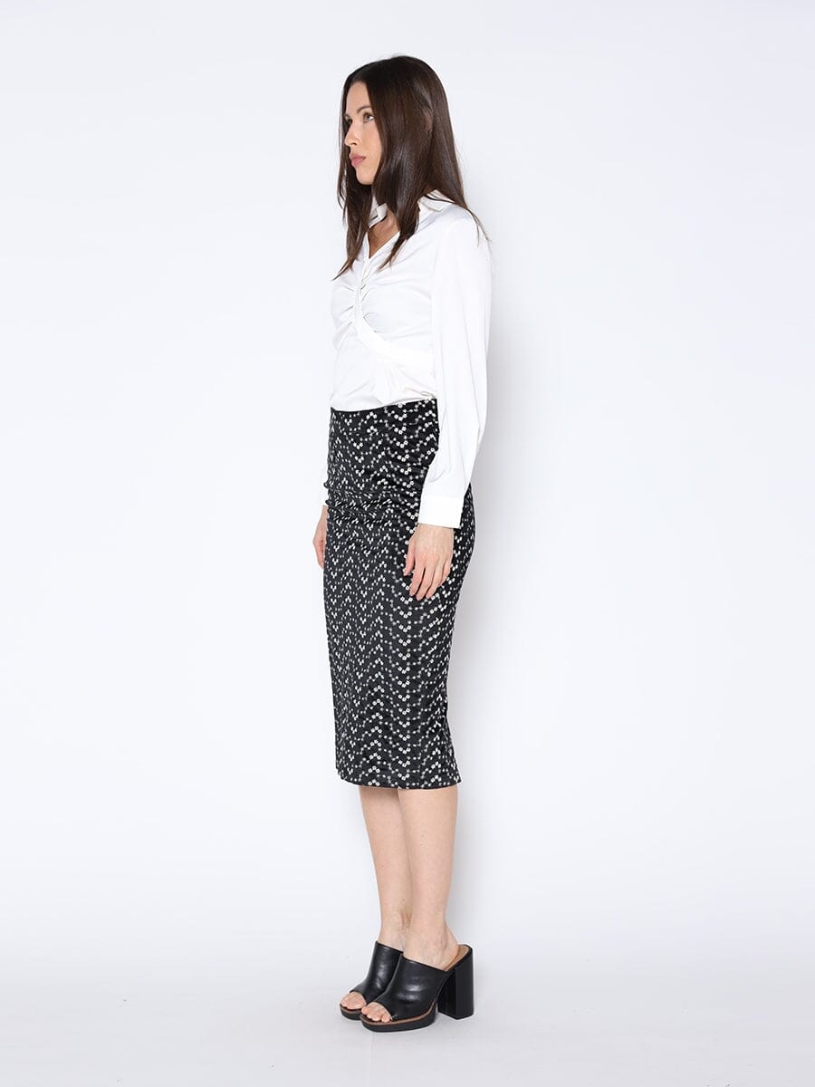 Gracia Fashion Women's Flower Embroidered Midi Bodycon Pencil Skirt