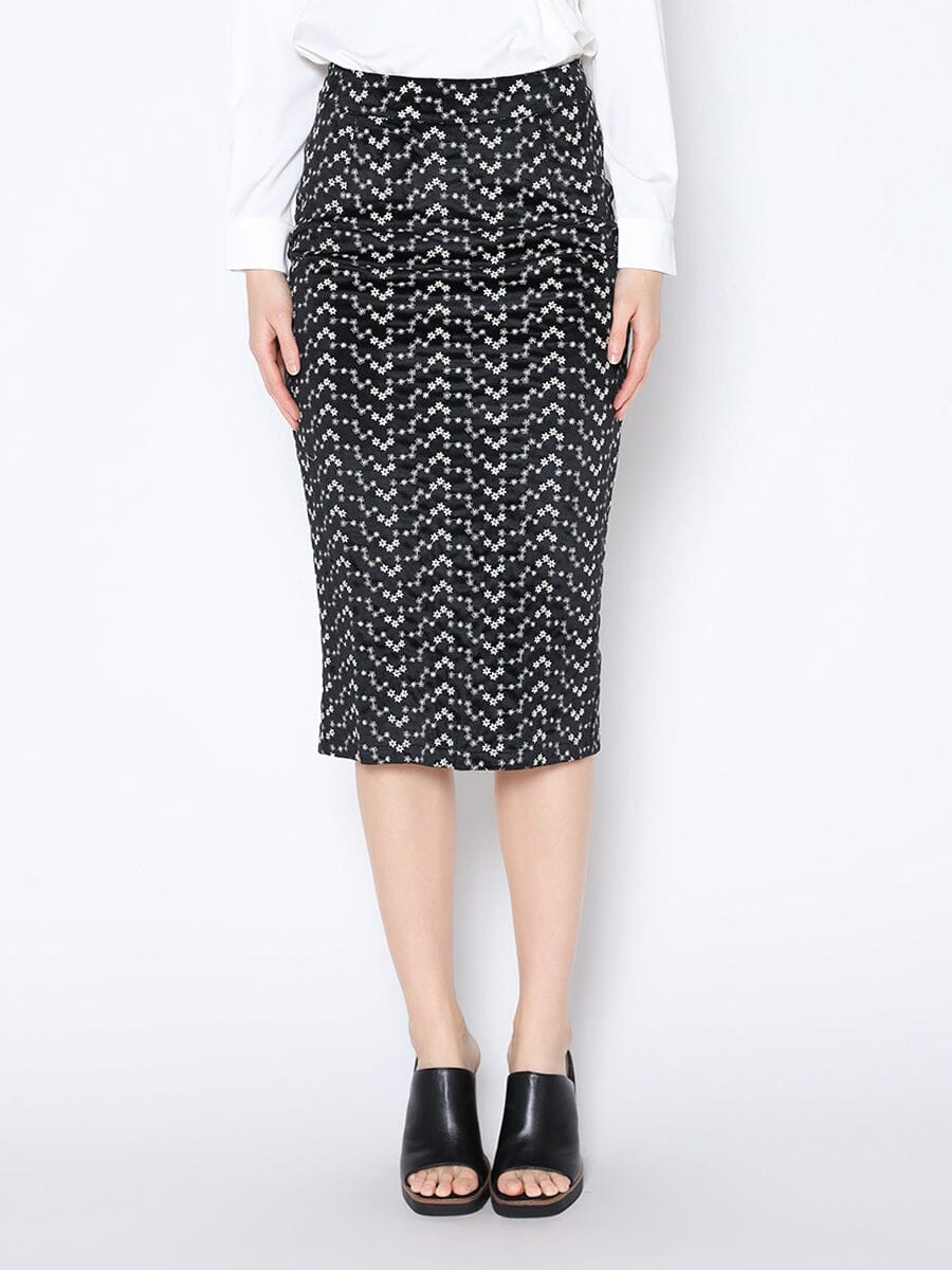 Gracia Fashion Women's Flower Embroidered Midi Bodycon Pencil Skirt