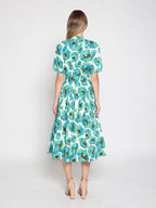 Gracia Fashion Women's Gathered neck floral print belt dress