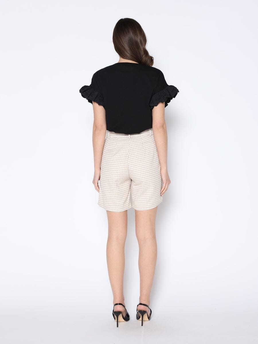 Gracia Fashion Women's Houndstooth Pattern Half Length Short Pants