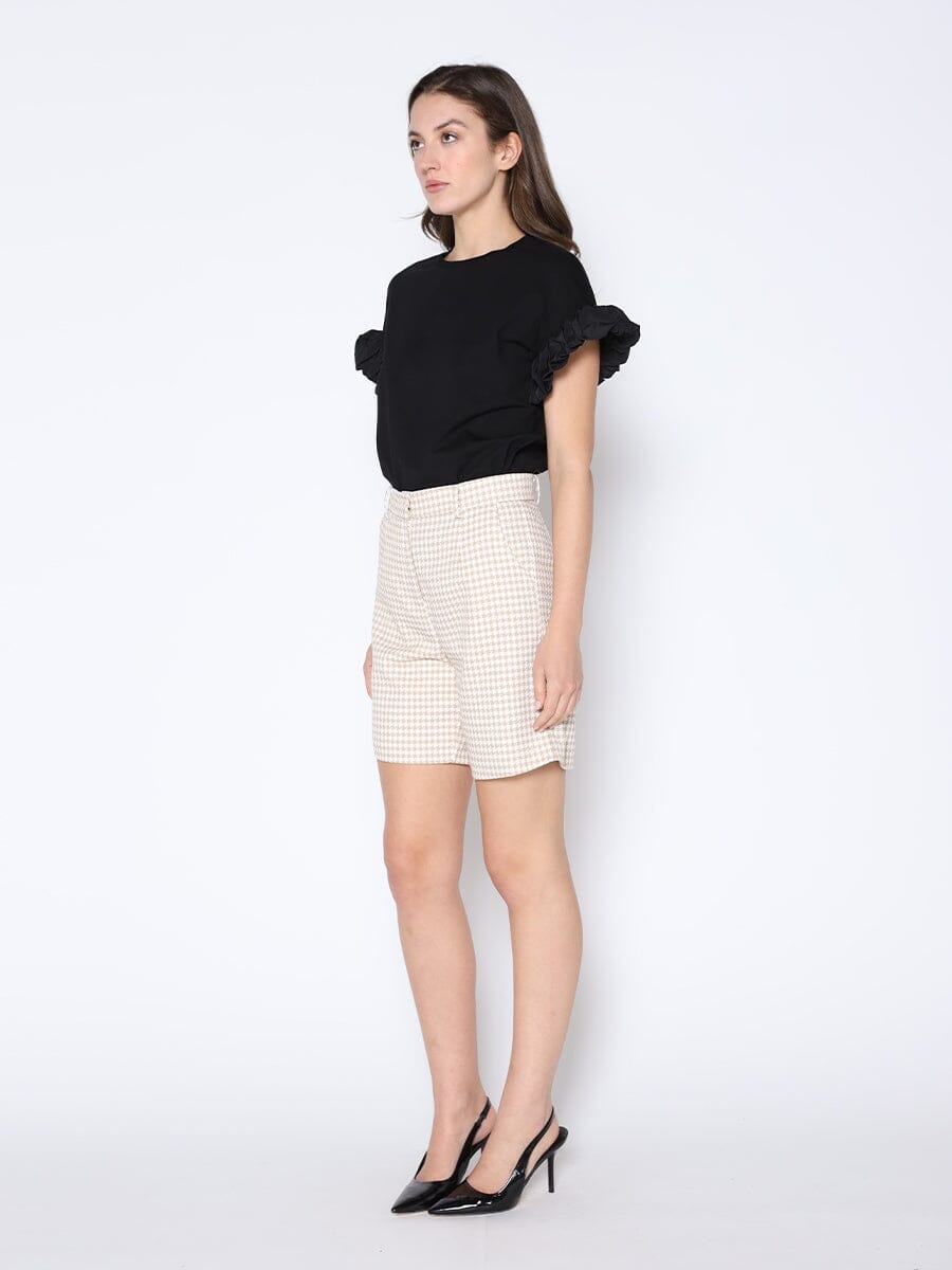 Gracia Fashion Women's Houndstooth Pattern Half Length Short Pants