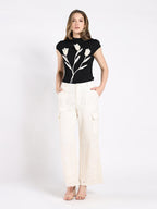 Gracia Fashion Women's Lace Print Cargo Long Pants