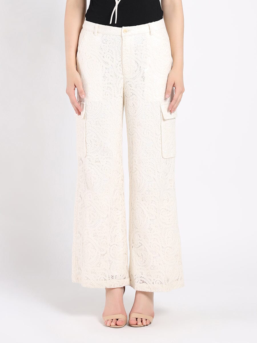 Gracia Fashion Women's Lace Print Cargo Long Pants