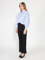 Gracia Fashion Women's Long Puff Sleeve Button Detail Cotton Shirt