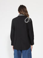 Gracia Fashion Women's Long Sleeve Shirt Button Down Sequin Embellished