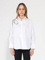 Gracia Fashion Women's Long Sleeve Shirt Button Down Sequin Embellished