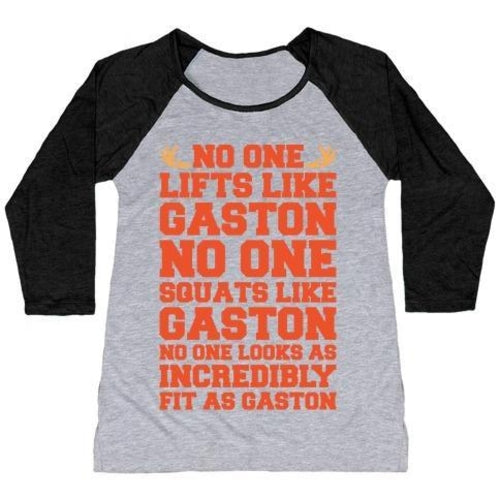 NO ONE LIFTS LIKE GASTON PARODY WHITE PRINT WOMEN'S TRI-BLEND BASEBALL