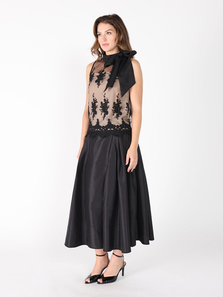 Gracia Fashion Women's Organza-Like Neck Tie Sleeveless See-Through Top