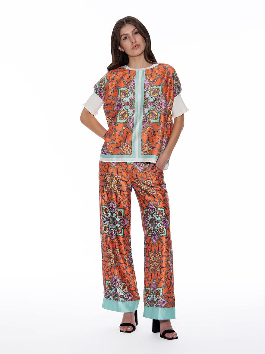 Gracia Fashion Women's Paisley Print Wide Leg Pants