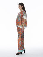 Gracia Fashion Women's Paisley Print Wide Leg Pants