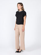 Gracia Fashion Women's Pearl Work Round Neck Top