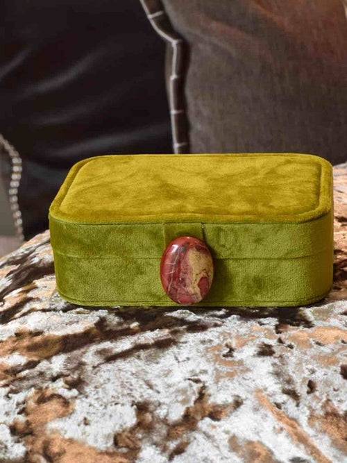 Pebble Jewellery Case, Vintage Velvet Accessory Storage Box Organiser