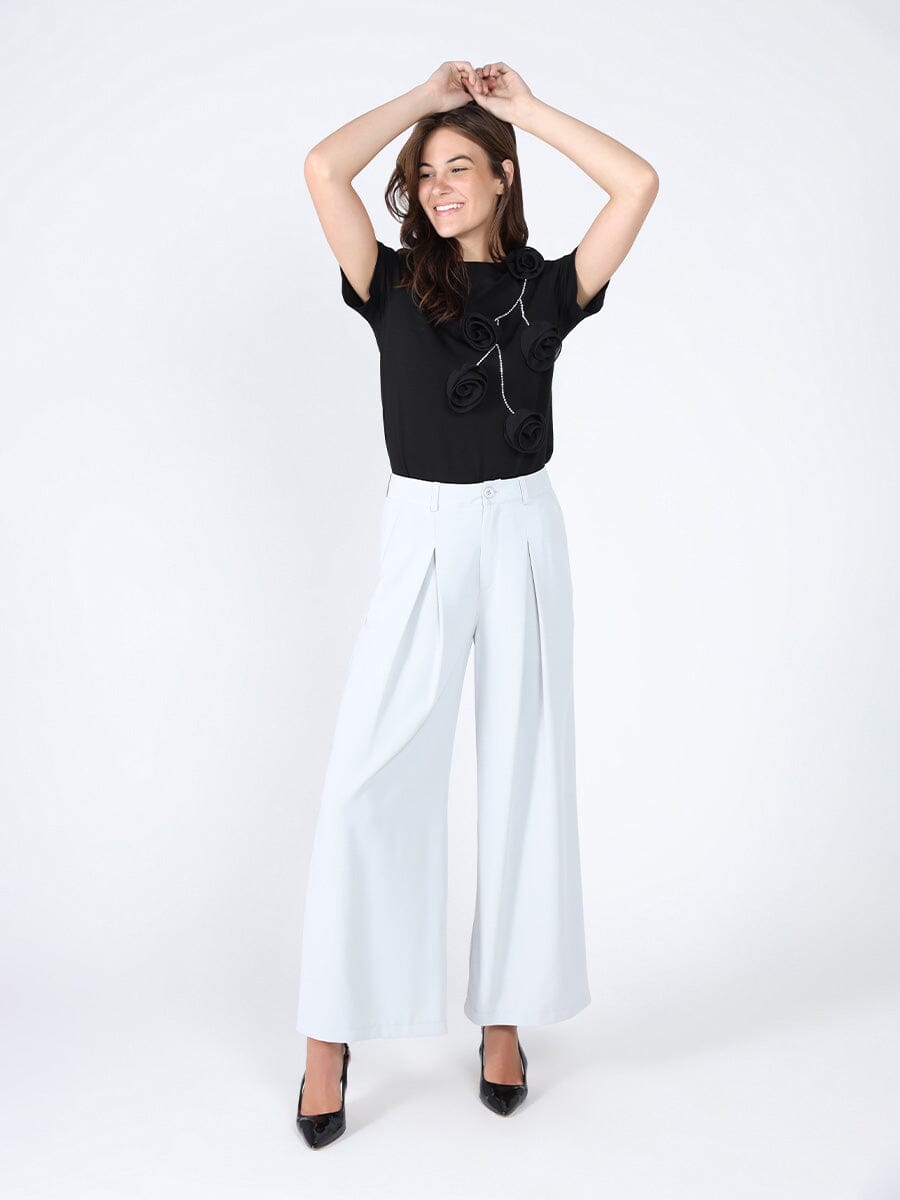Gracia Fashion Women's Pleated Wide Leg Pants