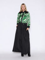 Gracia Fashion Women's Print & Pleather Spliced Button-Down Shirt Top