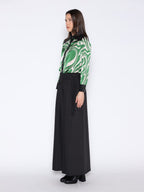 Gracia Fashion Women's Print & Pleather Spliced Button-Down Shirt Top