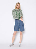 Gracia Fashion Women's Printed Long Sleeved Button-Down Top