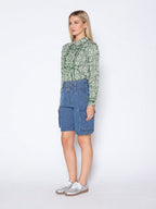 Gracia Fashion Women's Printed Long Sleeved Button-Down Top