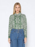 Gracia Fashion Women's Printed Long Sleeved Button-Down Top