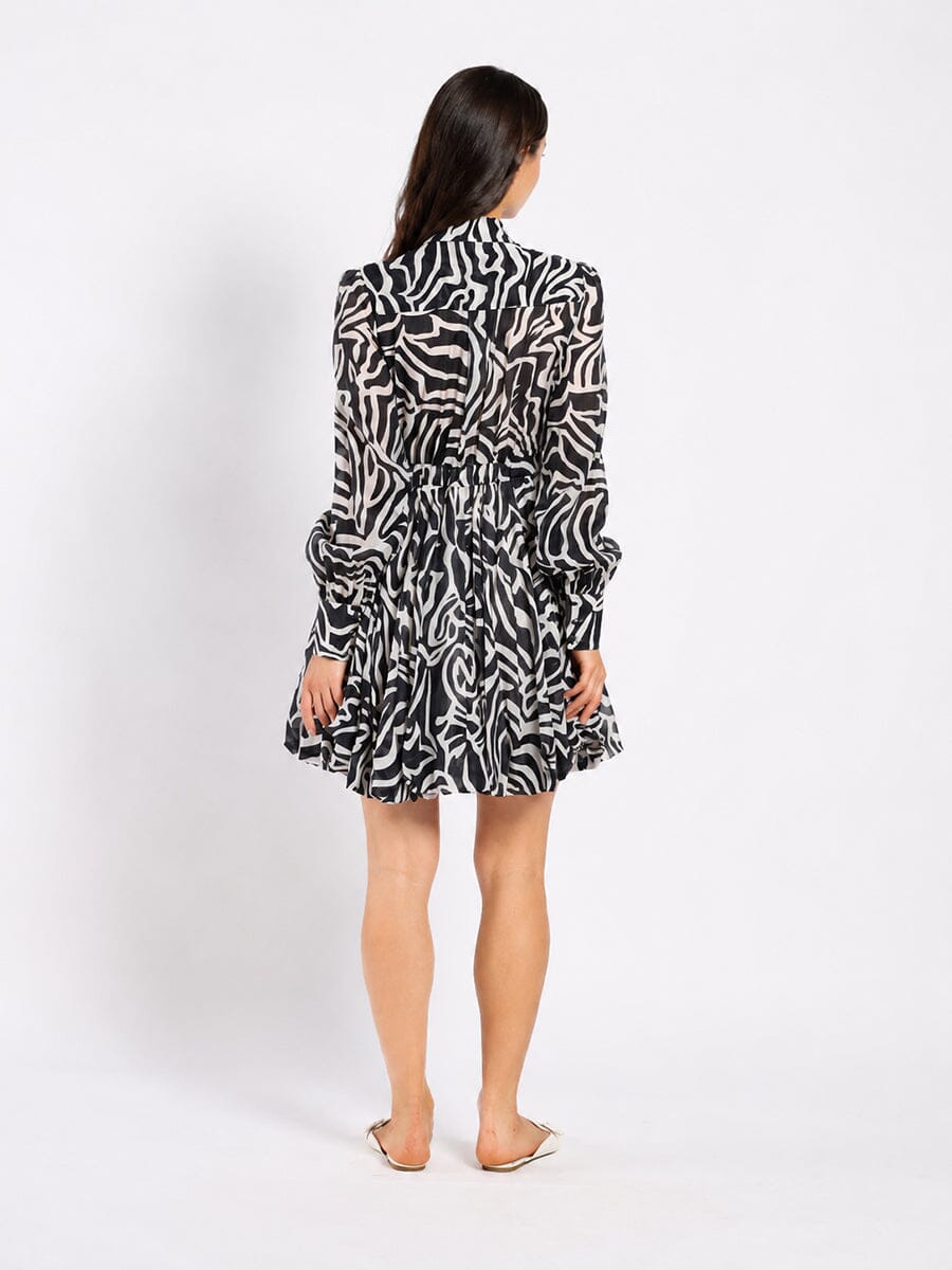 Gracia Fashion Women's Printed Mini Dress with a Balloon Skirt Silhouette