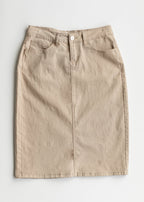 Remi Simply Taupe Denim Midi Skirt
