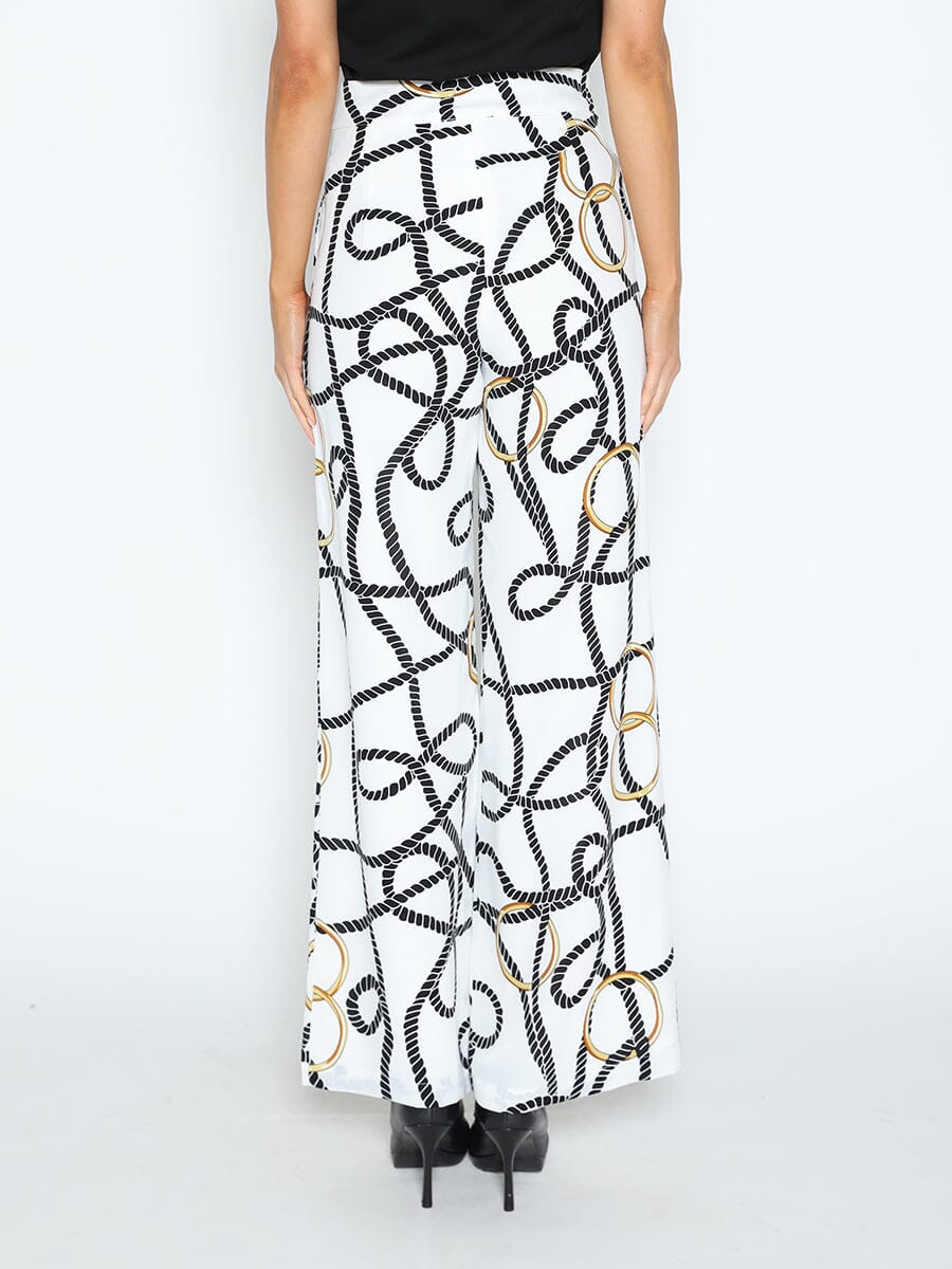 Gracia Fashion Women's Rope and Ring Print Wide Pants