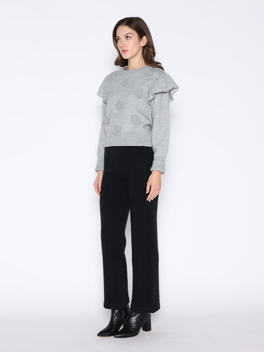 Gracia Fashion Women's Rose Crochet Pullover Sweater