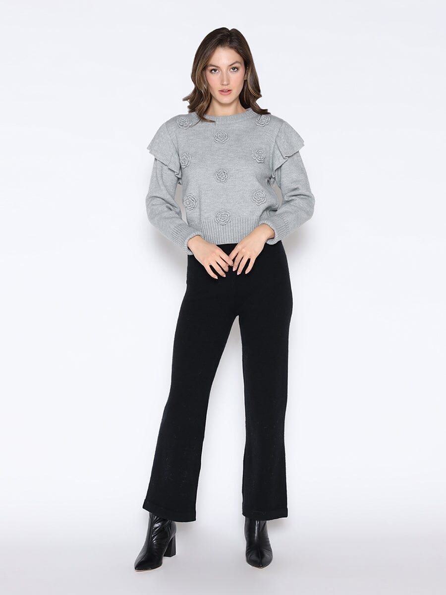 Gracia Fashion Women's Rose Crochet Pullover Sweater