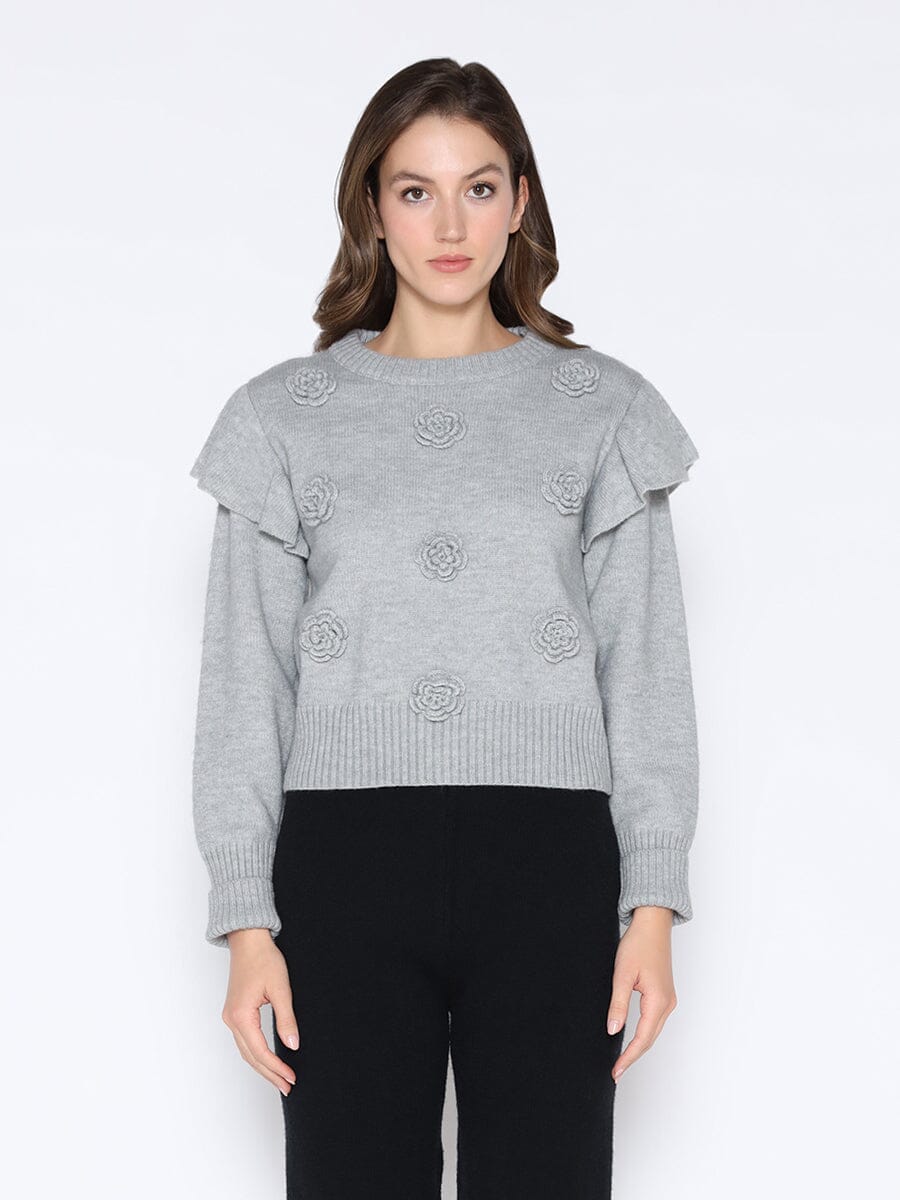 Gracia Fashion Women's Rose Crochet Pullover Sweater