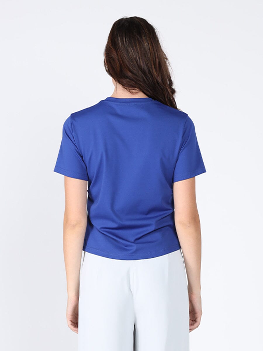 Gracia Fashion Women's Round Neck Lace & Pocket T-Shirt