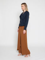 Gracia Fashion Women's Ruffle Front With Button Long Sleeve Jacket