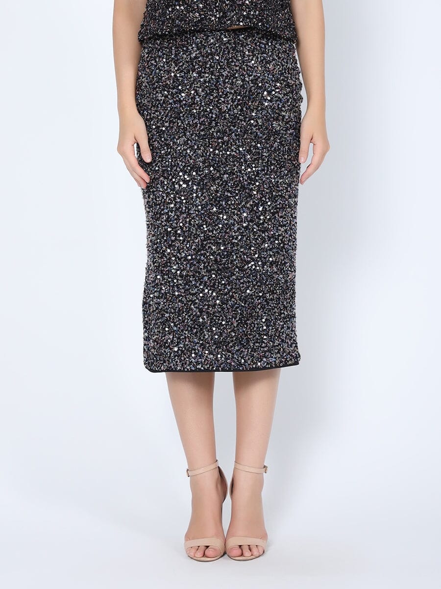Gracia Fashion Women's Sequined Midi Pencil Skirt
