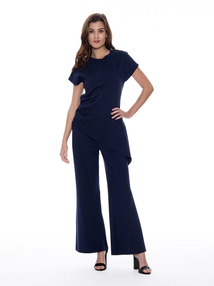 Gracia Fashion Women's Wide Leg Pants With Elastic Back
