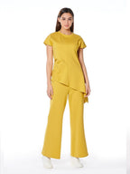 Gracia Fashion Women's Wide Leg Pants With Elastic Back