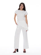 Gracia Fashion Women's Wide Leg Pants With Elastic Back