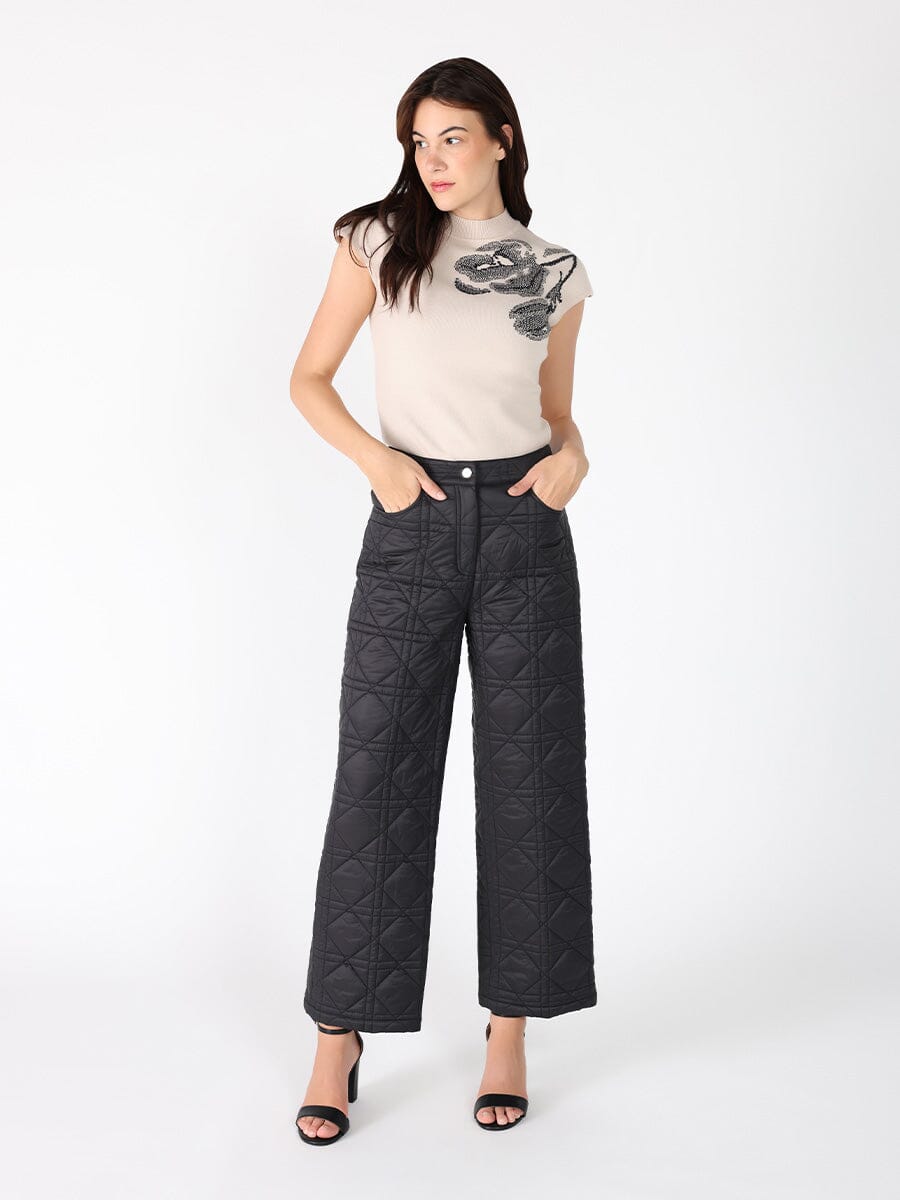 Gracia Fashion Women's Straight Leg Quilted Puffer Pants