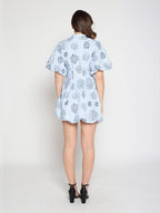 Gracia Fashion Women's Striped Puff-Sleeve Floral Mini Dress