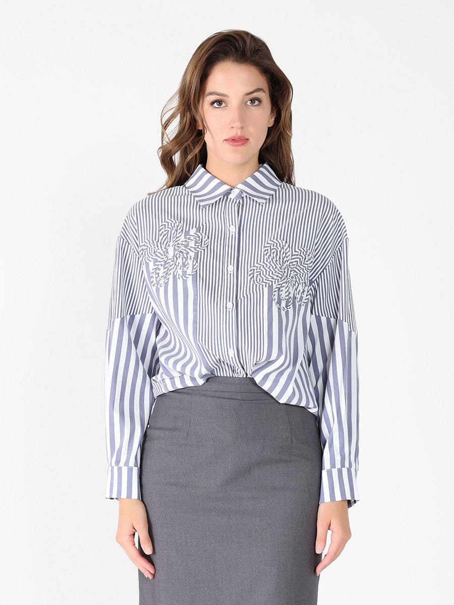 Gracia Fashion Women's Striped floral shirt