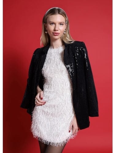Gracia Fashion Women's Tinsel Fringe Style mini dress